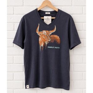 Kingsley Heath T-Shirt Mens XL V-Neck Muscle Fit Graphic Bull Logo Tee